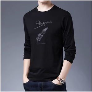 薄款纯色长袖t恤男士2023春装纯棉上衣服潮流打底衫秋衣大码男装