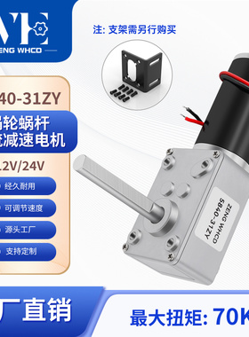 5840-31ZY长轴蜗轮蜗杆微型马达大扭力直角调速正反转减速电机12V