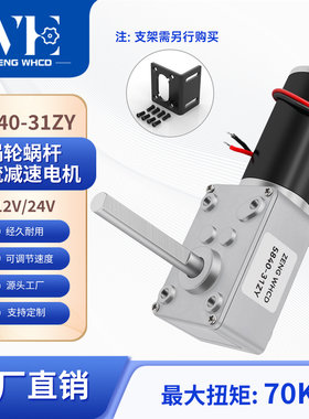 5840-31ZY长轴蜗轮蜗杆微型马达大扭力直角调速正反转减速电机12V