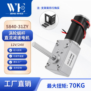 5840-31ZY长轴蜗轮蜗杆微型马达大扭力直角调速正反转减速电机12V
