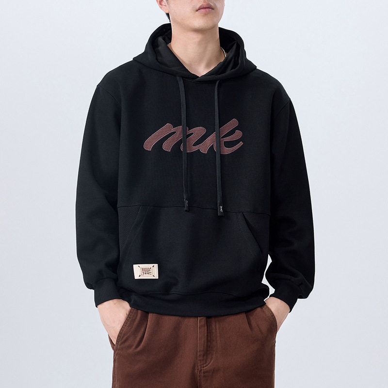 专柜秋冬新款黑色连帽卫衣宽松大码青年衣服潮休闲外套上衣潮流