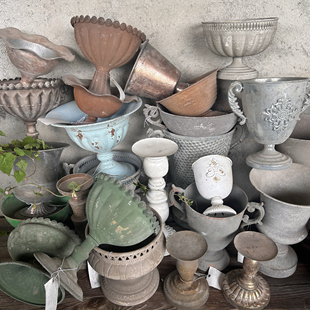 孤品欧式铁艺花翁仿真花婚庆布置桌花摆件复古高脚花盆捡漏集合