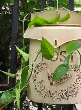 SHANGPIN美式做旧乡村风复古铁艺信箱墙面装饰花园壁挂庭院杂货