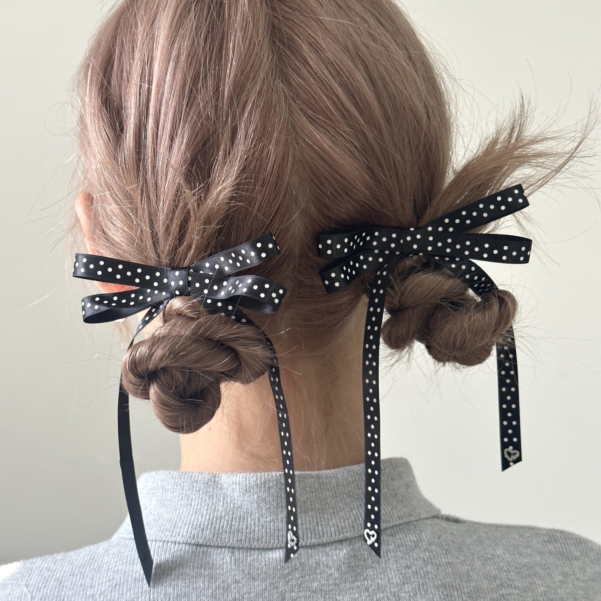 ins芭蕾风波点飘带蝴蝶结发夹丝带绑发发带双马尾发卡头饰发饰女