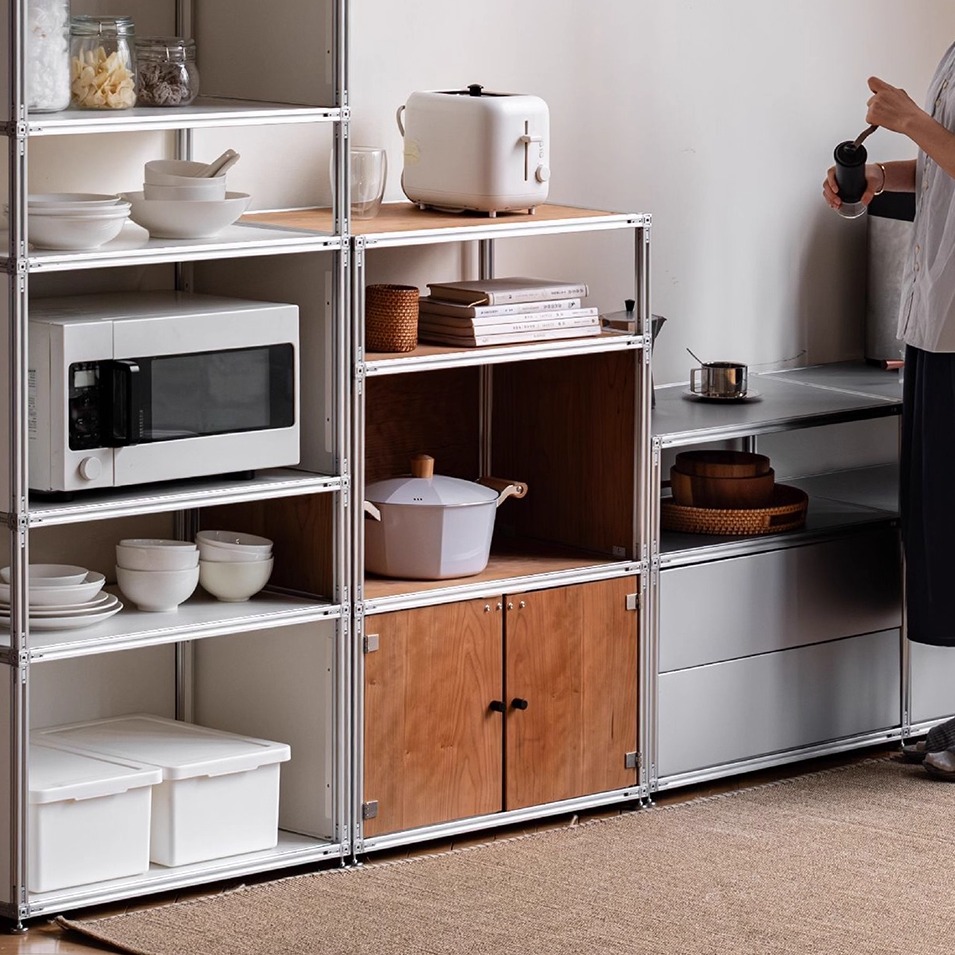 无即所有模块柜USM不锈钢餐边柜极简组合柜卧室床头柜金属电视柜