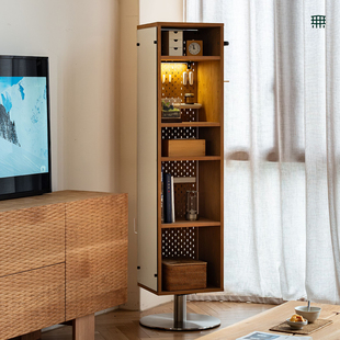 无即所有旋转书架实木穿衣全身镜360度客厅小户型落地收纳置物柜