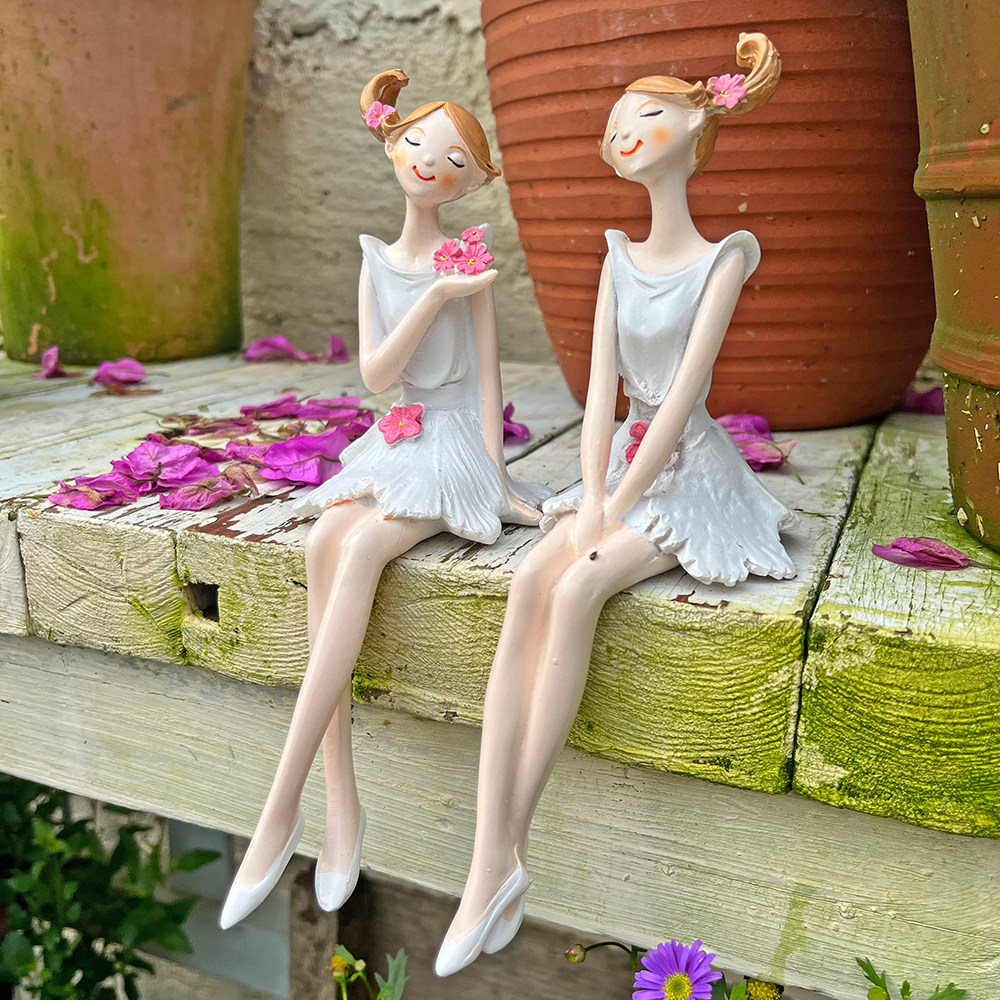 户外桌面树脂天使姊妹花摆件图片
