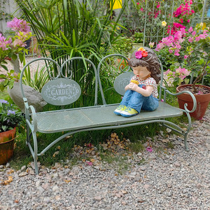 庭院花园幼儿园装饰铁艺儿童椅子花架户外阳台折叠靠背长凳花盆架