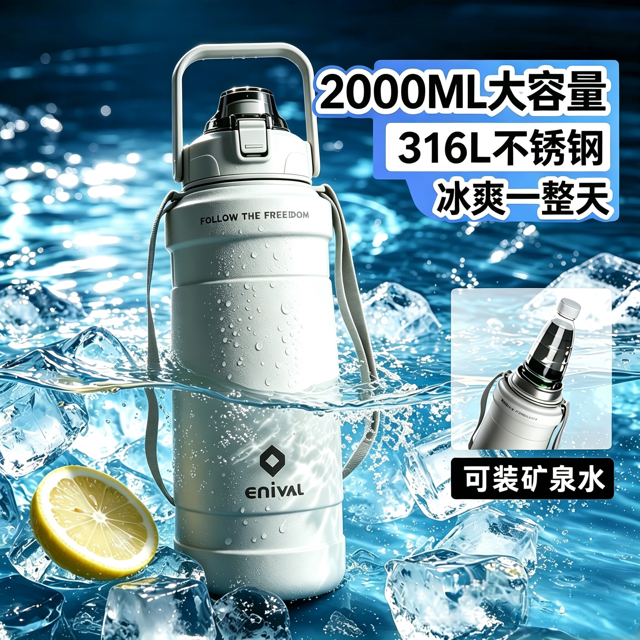 2000ml大容量户外保温保冷杯图片