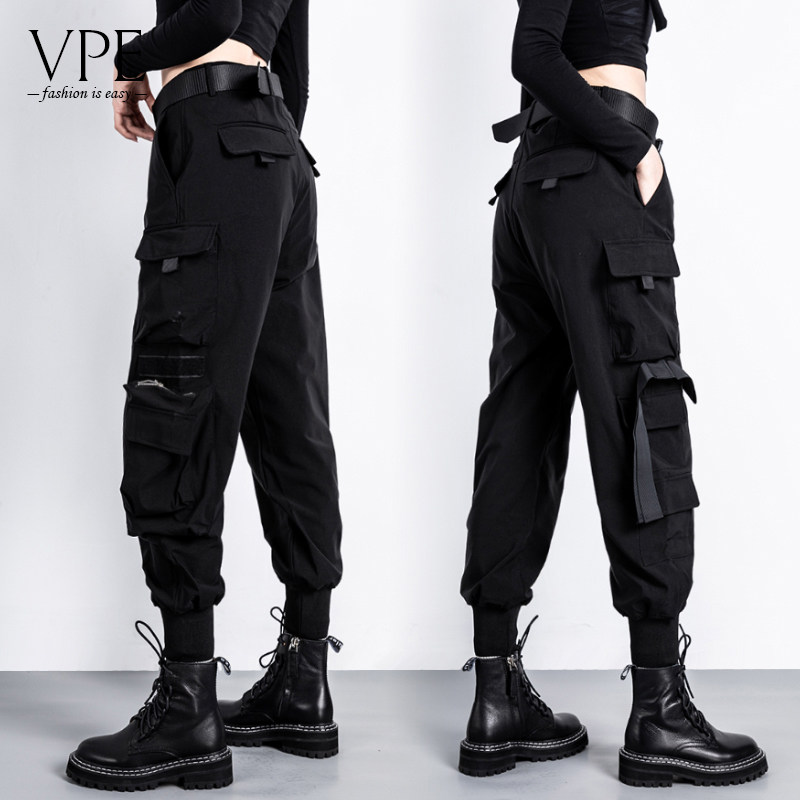 春秋新款工装裤女束脚bf黑色超火潮牌显瘦嘻哈潮ins大码胖mm裤子