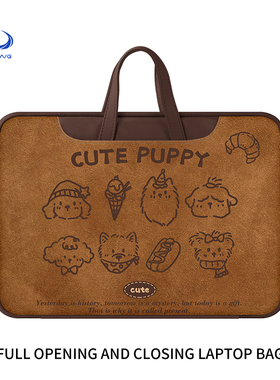 卡通可爱小狗手提电脑包14寸适用于苹果MacBookair13.3英寸M3M4内胆包华为mate笔记本保护套联想小新pro15.6