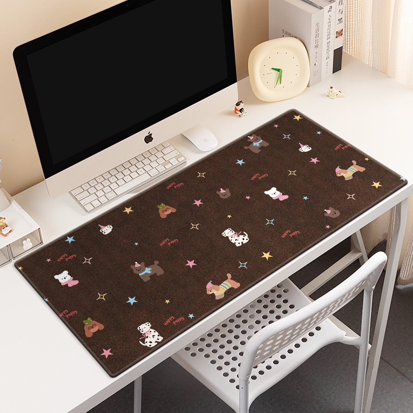 可爱小狗鼠标垫子女生办公室工位桌面垫高颜值电脑键盘滑鼠垫定制