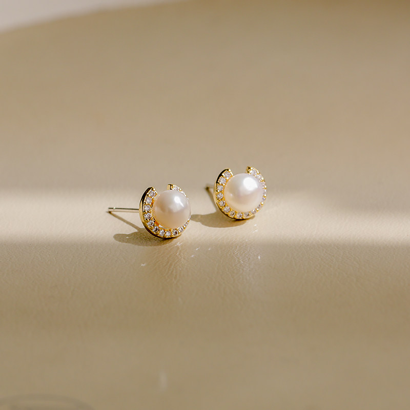 精致简约迷你百搭天然珍珠耳钉气质温柔S925银针防过敏首饰女潮