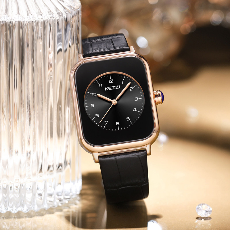 kezzi皮带手表女款学生高中方形数字表盘2022新款潮流时尚高级感