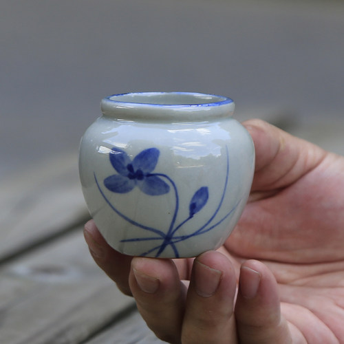 简约青花瓷手绘家用迷你小花盆