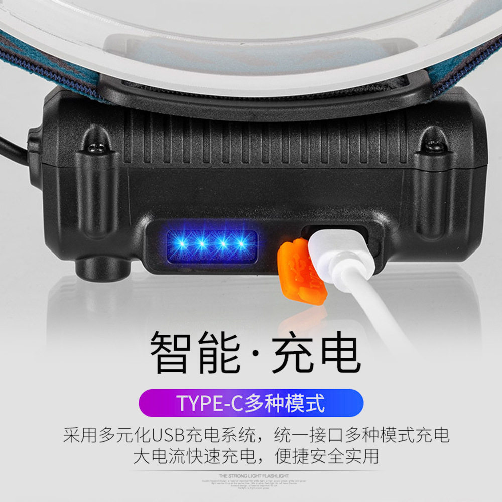 跨境新款感应式头灯挥手LED头戴灯手电筒COB户外探险钓鱼强光手电