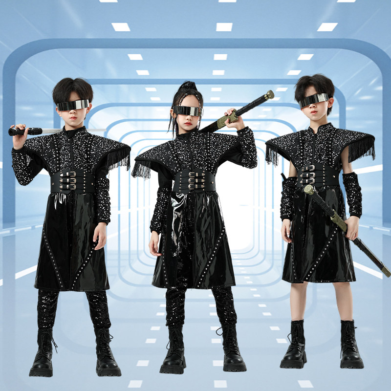 武侠未来儿童走秀科技帅气潮服女童中式霸气模特演出服走秀个性