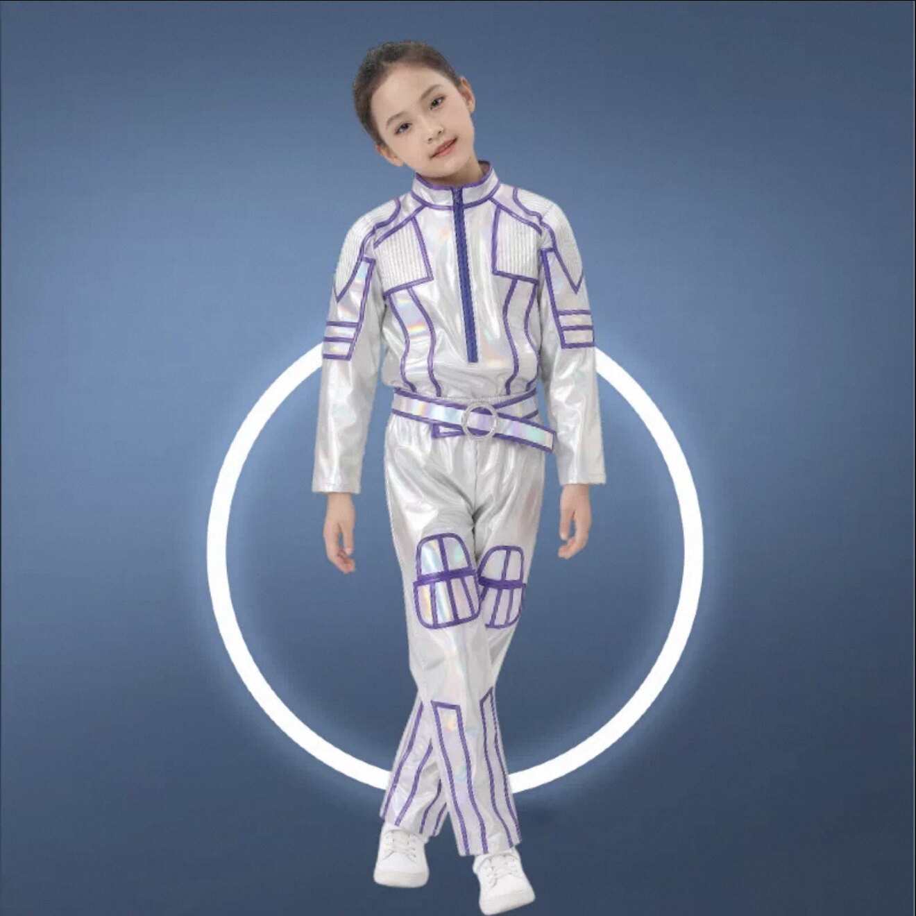 儿童科技感演出服银色机器人