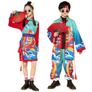 六一儿童演出服打鼓服班服女童国风走秀爵士舞男童嘻哈街舞表演服
