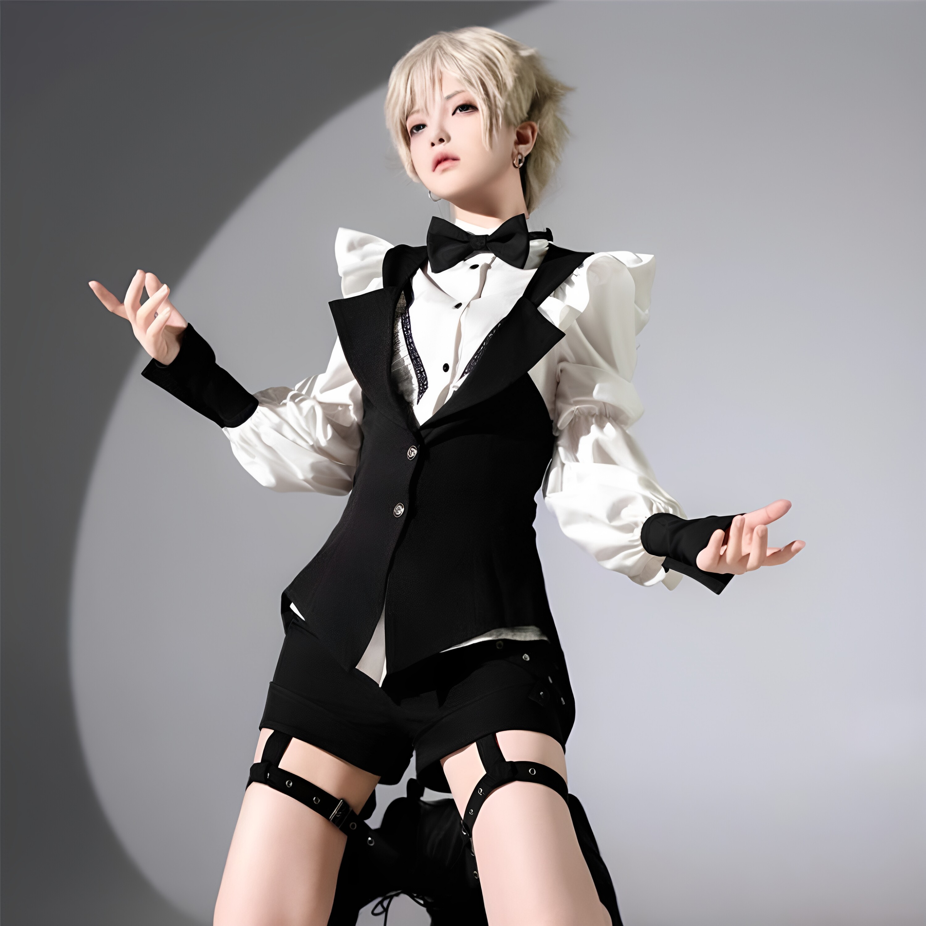洛丽塔三件套哥特Lolita侍应生燕尾马甲衬衫短裤马甲正太王子套装