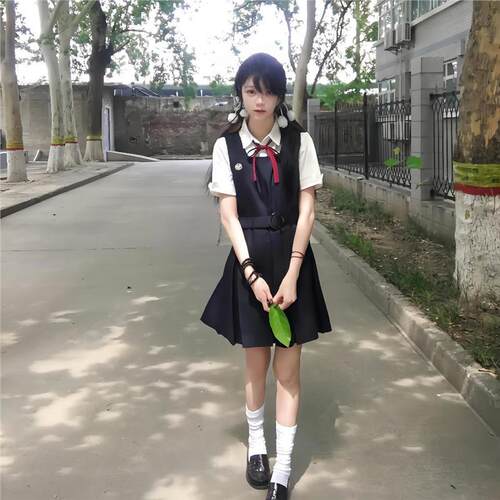小丸日记木野高原创jk制服绀色校供学院风背心裙现货基础款连衣裙