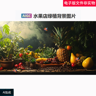 水果店绿植背景图水果合成效果热带水果食物组合热带植物水果素材