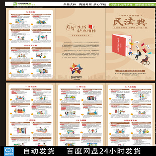 民法典漫画三折页民法典挂画画册宣传单展板设计源文件素材模板