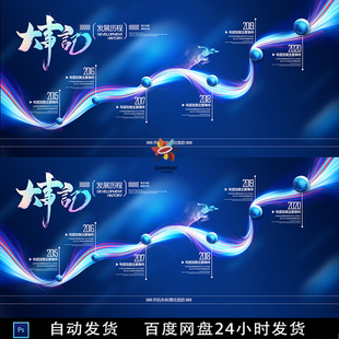 企业发展历程形象墙企业大事记企业介绍墙PS设计源文件素材模板