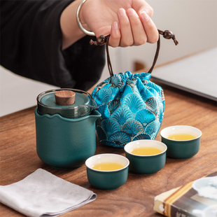旅行茶具快客杯套装 户外便携式 家用茶具收纳包袋简约陶瓷功夫茶具