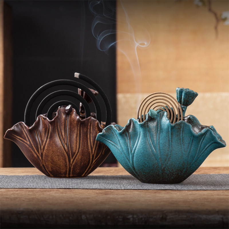 中式创意陶瓷蚊香炉底托盘家用禅意檀香沉香盘香炉香薰炉香道摆件,家居饰品,香托/香盘/香座/香插,淘宝优惠券,粉丝福利购,淘宝优惠卷