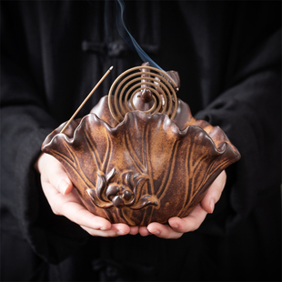 创意陶瓷大号蚊香炉家用茶室香薰炉盘香线香炉插托盘底座香道摆件