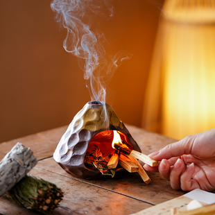 秘鲁燃烧器皿托盘陶瓷香盘架明火香薰炉鼠尾草香炉燃薰桌面小壁炉