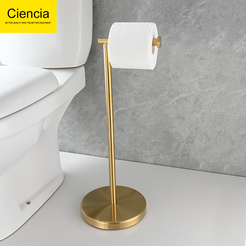 304不锈钢免打孔圆形底座创意立式纸巾架卫生间卷纸架浴室厕纸架