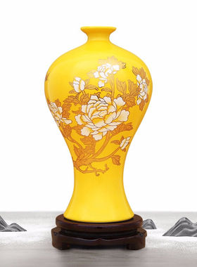 景德镇陶瓷器小号新中式红色花艺花瓶工艺品客厅摆件家居酒柜玄关