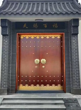 仿古实木大门老式门农村自建房大门中式别墅对开门榆木进户门定制