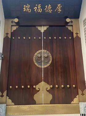 中式祠堂寺庙红漆大门别墅四合院进户双开门自建房庭院仿古实木门