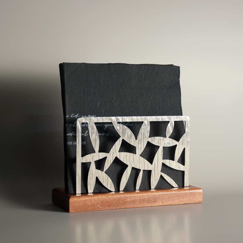 北欧叶子冰裂纹实木座 餐巾纸架托 餐桌纸巾架西餐纸夹座 可定制