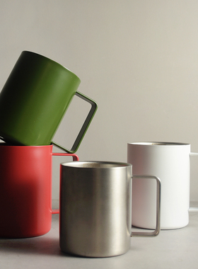 316不锈钢马克杯咖啡杯 水杯双层防烫带手柄高颜值杯子刻度保温杯