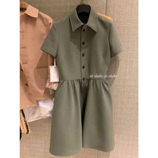 法式小众气质连衣裙子女2025新款收腰显瘦赫本风军绿色丝毛高端l