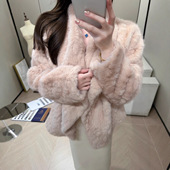 PRISCA 娇俏千金仿獭兔环保皮草加厚保暖毛毛外套贵气女人风