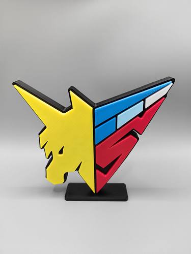 高智能方程式 赛车 闪电霹雳车 Logo 立体字体 立牌 标志 摆件