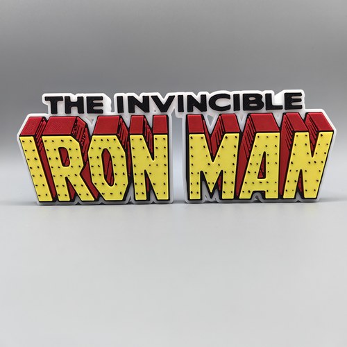 漫威 钢铁侠 漫画版 Iron Man Logo 立体字体 立牌 标志 潮玩摆件