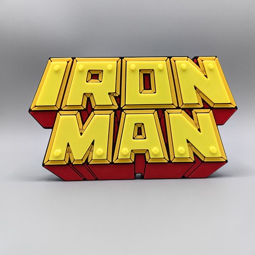 钢铁侠 Iron Man Logo 立体字体 立牌 标志 高颜值 潮玩 摆件