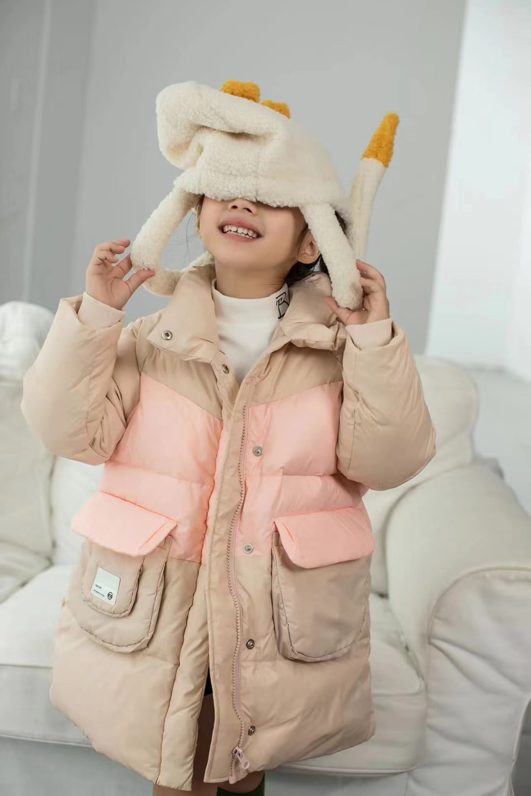 女童冬装连帽羽绒服中大童女孩冬季中长款羽绒外套