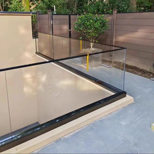 深圳定制玻璃楼梯扶手明装铝合金地槽不锈钢钢化玻璃阳台护栏扶手