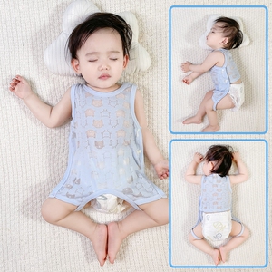 新生婴儿肚兜夏季薄款纯棉护肚子连腿兜兜露背衣服宝宝护脐带肚围