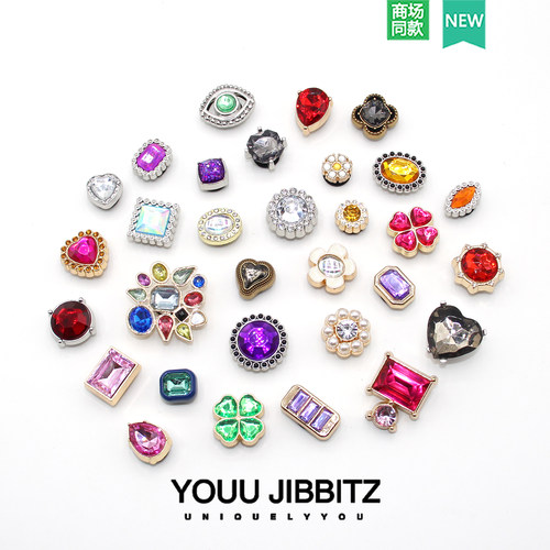 洞洞鞋配饰金属鞋花彩色宝石钻石