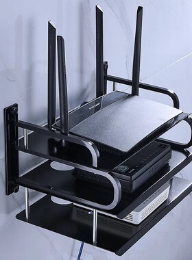 电视机顶盒置物架太空铝黑色无线路由器收纳盒子投影仪支架壁挂