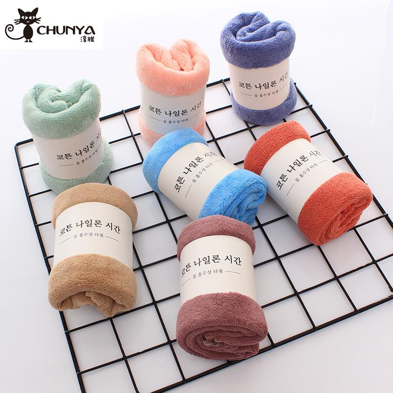 高密珊瑚绒大毛巾干发巾包边素色柔软加厚吸水成人情侣洗脸洗澡巾