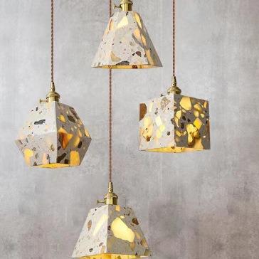 水磨石水泥云石吊灯北欧创意个性酒吧餐厅工业风卧室床头小吊灯